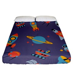 Space Seamless Pattern Fitted Sheet (california King Size) by Wegoenart