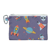 Space Seamless Pattern Canvas Cosmetic Bag (medium) by Wegoenart