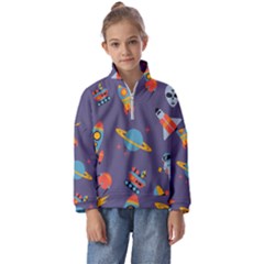 Space Seamless Pattern Kids  Half Zip Hoodie by Wegoenart