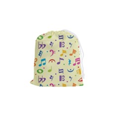 Seamless Pattern Musical Note Doodle Symbol Drawstring Pouch (small) by Wegoenart