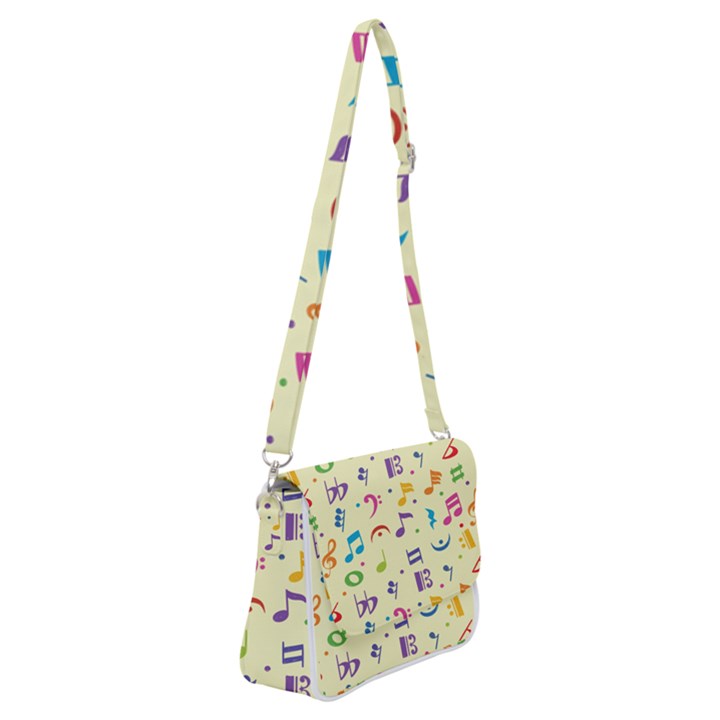 Seamless Pattern Musical Note Doodle Symbol Shoulder Bag with Back Zipper