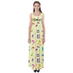 Seamless Pattern Musical Note Doodle Symbol Empire Waist Maxi Dress by Wegoenart