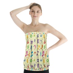 Seamless Pattern Musical Note Doodle Symbol Strapless Top by Wegoenart