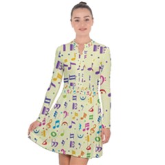 Seamless Pattern Musical Note Doodle Symbol Long Sleeve Panel Dress by Wegoenart