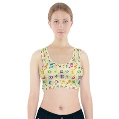 Seamless Pattern Musical Note Doodle Symbol Sports Bra With Pocket by Wegoenart