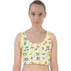 Seamless Pattern Musical Note Doodle Symbol Velvet Racer Back Crop Top by Wegoenart