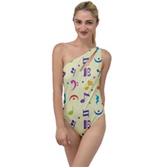 Seamless Pattern Musical Note Doodle Symbol To One Side Swimsuit by Wegoenart