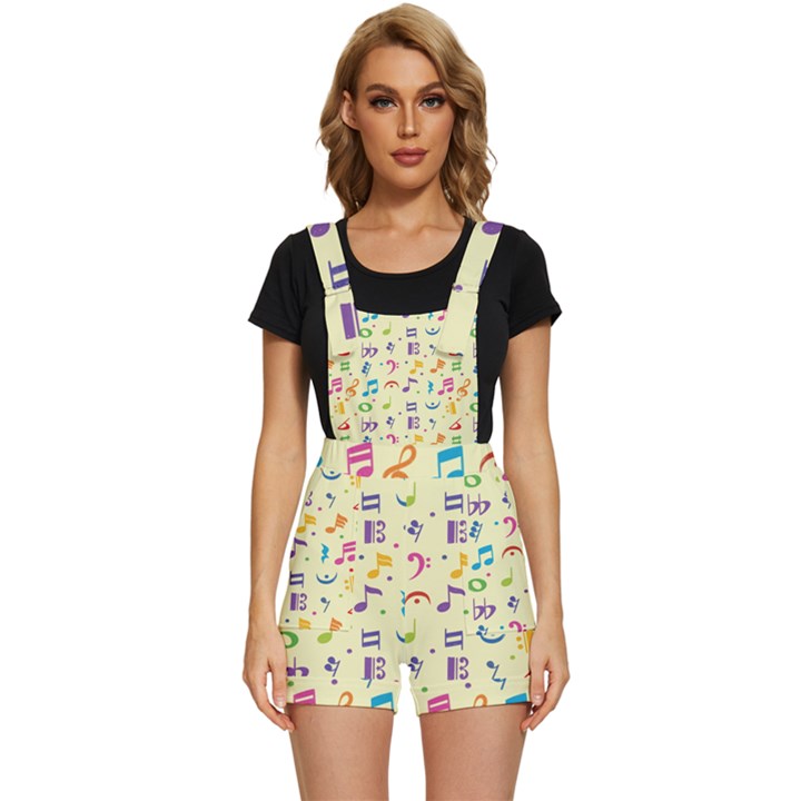 Seamless Pattern Musical Note Doodle Symbol Short Overalls