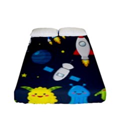 Big Set Cute Astronaut Space Planet Star Alien Rockets Ufo Constellation Satellite Moon Fitted Sheet (full/ Double Size) by Wegoenart