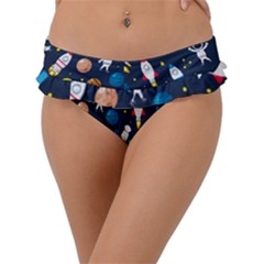 Big Set Cute Astronaut Space Planet Star Alien Rockets Ufo Constellation Satellite Moon Frill Bikini Bottom by Wegoenart