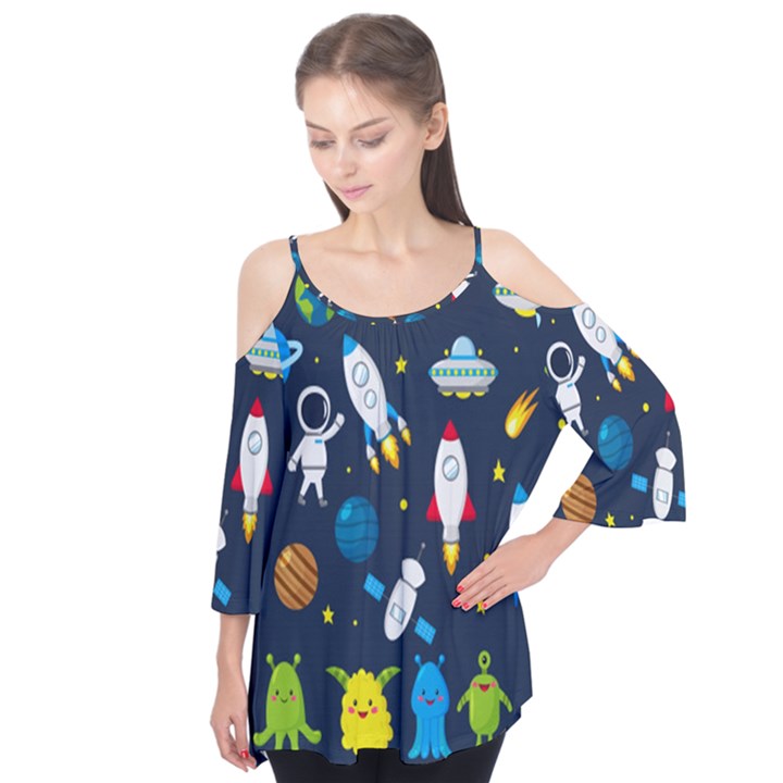 Big Set Cute Astronaut Space Planet Star Alien Rockets Ufo Constellation Satellite Moon Flutter Tees