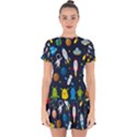 Big Set Cute Astronaut Space Planet Star Alien Rockets Ufo Constellation Satellite Moon Drop Hem Mini Chiffon Dress View1