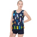 Big Set Cute Astronaut Space Planet Star Alien Rockets Ufo Constellation Satellite Moon Bubble Hem Chiffon Tank Top View1