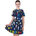 Big Set Cute Astronaut Space Planet Star Alien Rockets Ufo Constellation Satellite Moon Short Sleeve Shoulder Cut Out Dress  View1