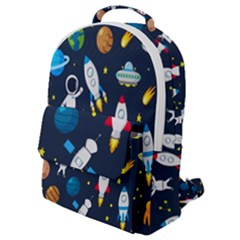 Big Set Cute Astronaut Space Planet Star Alien Rockets Ufo Constellation Satellite Moon Flap Pocket Backpack (small) by Wegoenart