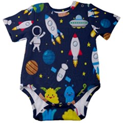 Big Set Cute Astronaut Space Planet Star Alien Rockets Ufo Constellation Satellite Moon Baby Short Sleeve Onesie Bodysuit by Wegoenart