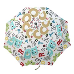 Seamless Pattern Vector With Funny Robot Cartoon Folding Umbrellas by Wegoenart