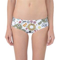 Seamless Pattern Vector With Funny Robot Cartoon Classic Bikini Bottoms by Wegoenart