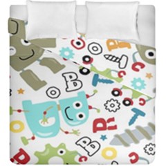 Seamless Pattern Vector With Funny Robot Cartoon Duvet Cover Double Side (king Size) by Wegoenart