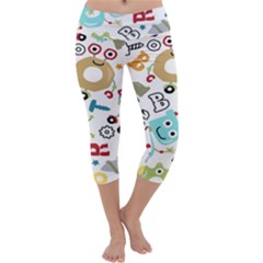 Seamless Pattern Vector With Funny Robot Cartoon Capri Yoga Leggings by Wegoenart