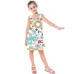 Seamless Pattern Vector With Funny Robot Cartoon Kids  Sleeveless Dress by Wegoenart