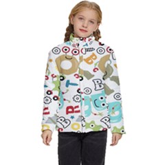 Seamless Pattern Vector With Funny Robot Cartoon Kids  Puffer Bubble Jacket Coat by Wegoenart