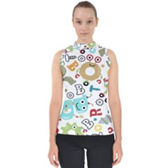 Seamless Pattern Vector With Funny Robot Cartoon Mock Neck Shell Top by Wegoenart