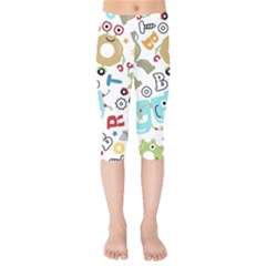 Seamless Pattern Vector With Funny Robot Cartoon Kids  Capri Leggings  by Wegoenart