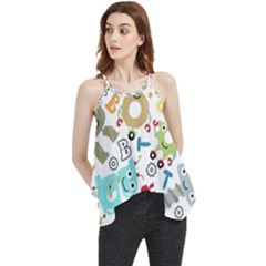 Seamless Pattern Vector With Funny Robot Cartoon Flowy Camisole Tank Top by Wegoenart