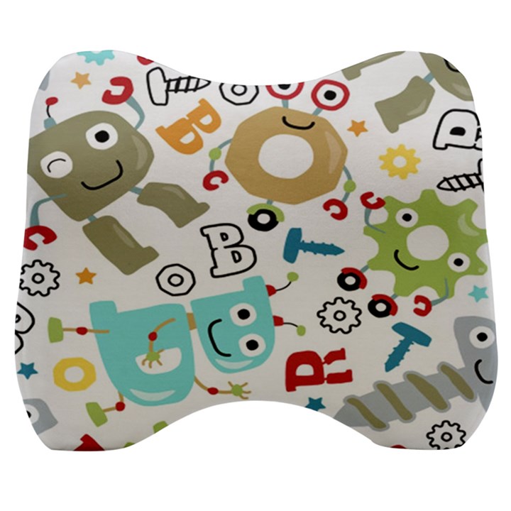 Seamless Pattern Vector With Funny Robot Cartoon Velour Head Support Cushion