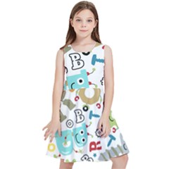 Seamless Pattern Vector With Funny Robot Cartoon Kids  Skater Dress by Wegoenart