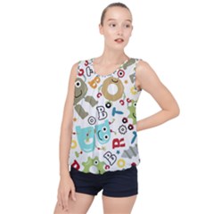 Seamless Pattern Vector With Funny Robot Cartoon Bubble Hem Chiffon Tank Top by Wegoenart