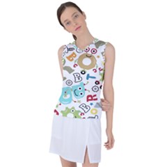 Seamless Pattern Vector With Funny Robot Cartoon Women s Sleeveless Sports Top by Wegoenart