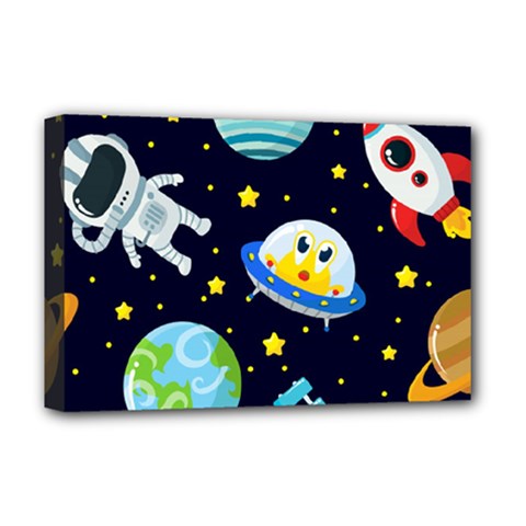 Space Seamless Pattern Deluxe Canvas 18  X 12  (stretched) by Wegoenart