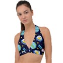 Space Seamless Pattern Halter Plunge Bikini Top View1