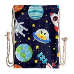 Space Seamless Pattern Drawstring Bag (large) by Wegoenart