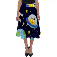 Space Seamless Pattern Perfect Length Midi Skirt by Wegoenart