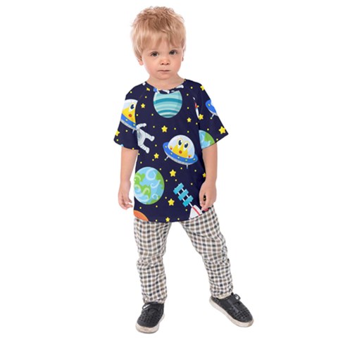 Space Seamless Pattern Kids  Raglan Tee by Wegoenart