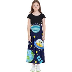 Space Seamless Pattern Kids  Flared Maxi Skirt by Wegoenart