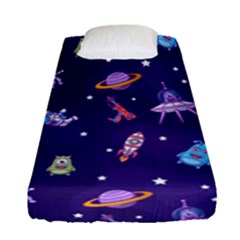 Space Seamless Pattern Fitted Sheet (single Size) by Wegoenart