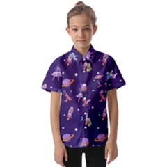 Space Seamless Pattern Kids  Short Sleeve Shirt by Wegoenart