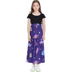 Space Seamless Pattern Kids  Flared Maxi Skirt by Wegoenart