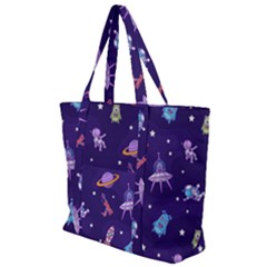 Space Seamless Pattern Zip Up Canvas Bag by Wegoenart