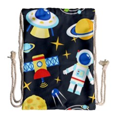 Space Seamless Pattern ---- Drawstring Bag (large) by Wegoenart