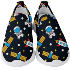 Seamless Adventure Space-vector Pattern Background Kids  Slip On Sneakers by Wegoenart