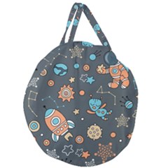 Rocketship Astronaut Space Seamless Pattern Giant Round Zipper Tote by Wegoenart