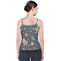 Rocketship Astronaut Space Seamless Pattern Velvet Spaghetti Strap Top View2