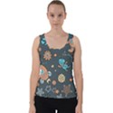 Rocketship Astronaut Space Seamless Pattern Velvet Tank Top View1