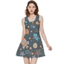 Rocketship Astronaut Space Seamless Pattern Inside Out Reversible Sleeveless Dress View1