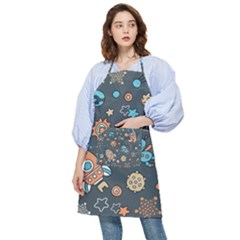 Rocketship Astronaut Space Seamless Pattern Pocket Apron by Wegoenart